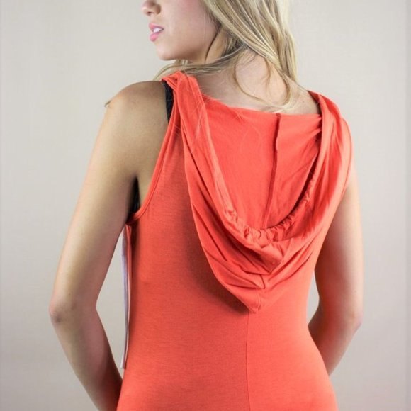 COii Large Orange Laceup Hood Sheer Summer Sleeveless Maxi - Picture 4 of 16